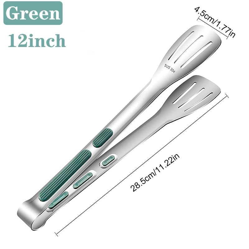 7/9/12inch 304 Stainless Steel Kitchen Tongs BBQ Clamp Grill Cooking Clamp Silicone Food Tong Kitchen Accessories