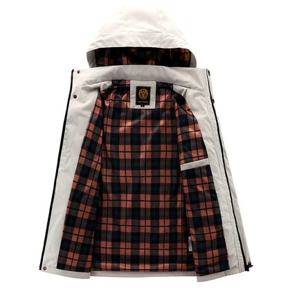 Fashion Men&#39;s Casual Windbreaker Jackets Hooded Jacket Man Waterproof Outdoor Soft Shell Winter Coat Clothing Warm Fleece Thick