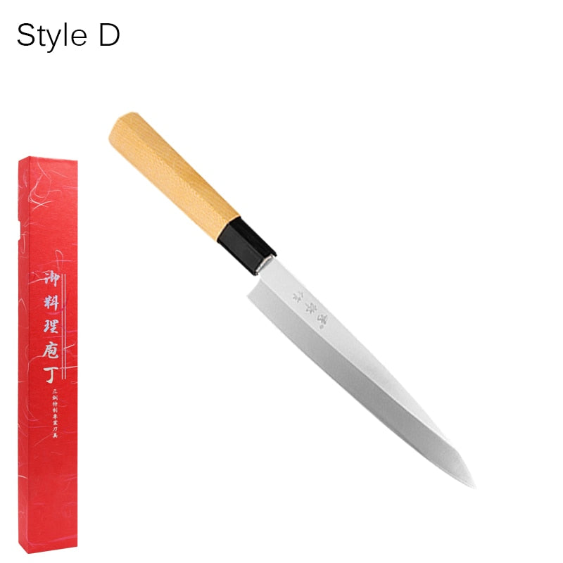 Japanese Kitchen Knife Sushi Sashimi Knife Chef High Carbon Stainless Steel Salmon Knife Slicing Knife Cooking Tool