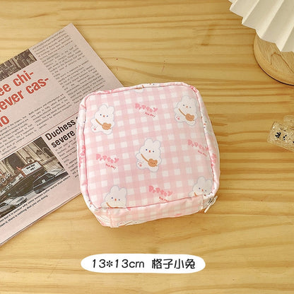 Women Girls Kawaii Cosmetic Makeup Tampon Bear Napkin Pouch Storage Bag Coin Purse Sanitary Pads Bag Mini Data Cables Organizer
