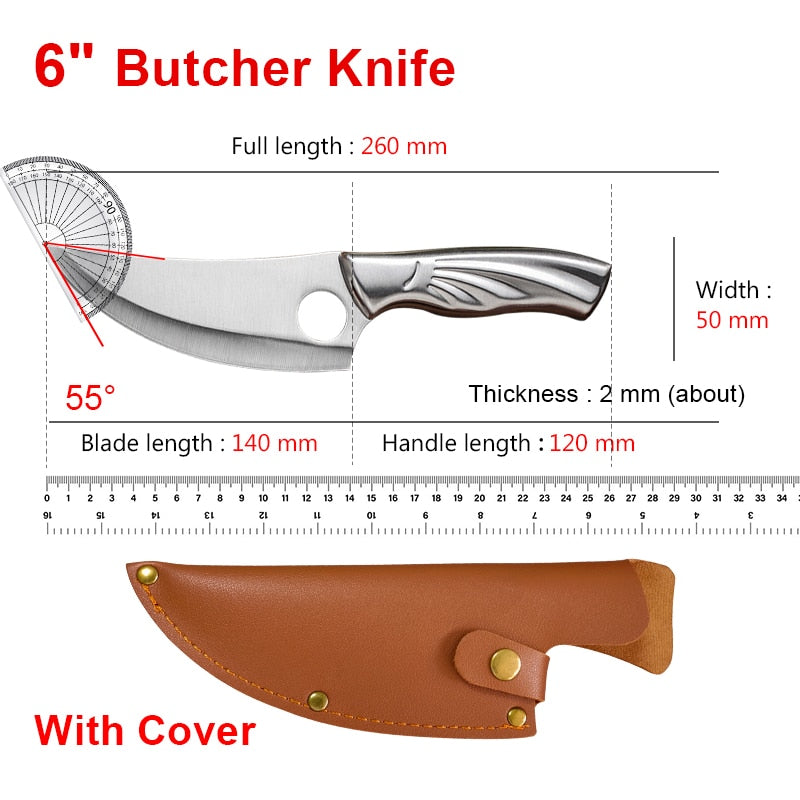 Stainless Steel Cleaver Chopping Kitchen Knife Chef Butcher Knives Meat Fruit Boning Fishing Hunting Camping Cooking Tools