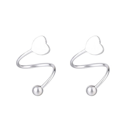 2pcs Stainless Steel Spiral Twisted Lip Ring Tongue Piercing Heart Star Ear Cartilage Helix Piercing Stud Earring Jewelry Gifts
