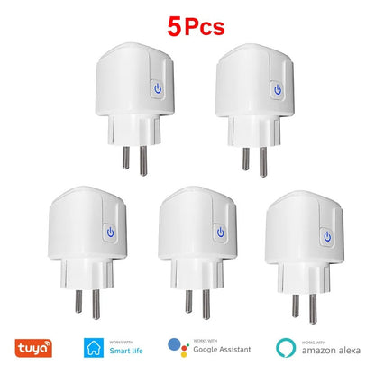 16A EU Smart Wifi Power Plug with Power Monitor Smart Home Wifi Wireless Socket Outlet Works with Alexa Google Home Tuya App