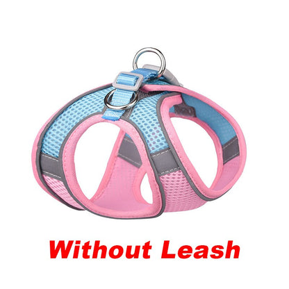 Reflective Pet Harness Dogs Strap With Leash Adjustable Nylon Harness Vest Breathable Collars For Chihuahua Small Large Dogs