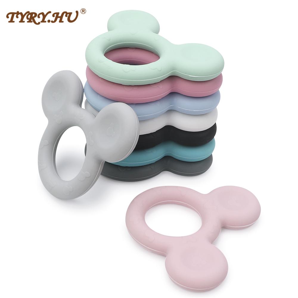 TYRY.HU 1PC Cartoon Baby Silicone Mickey Teether Teething Animal Rodent DIY Baby Teething Necklace Toy Food Grade Silicone Beads