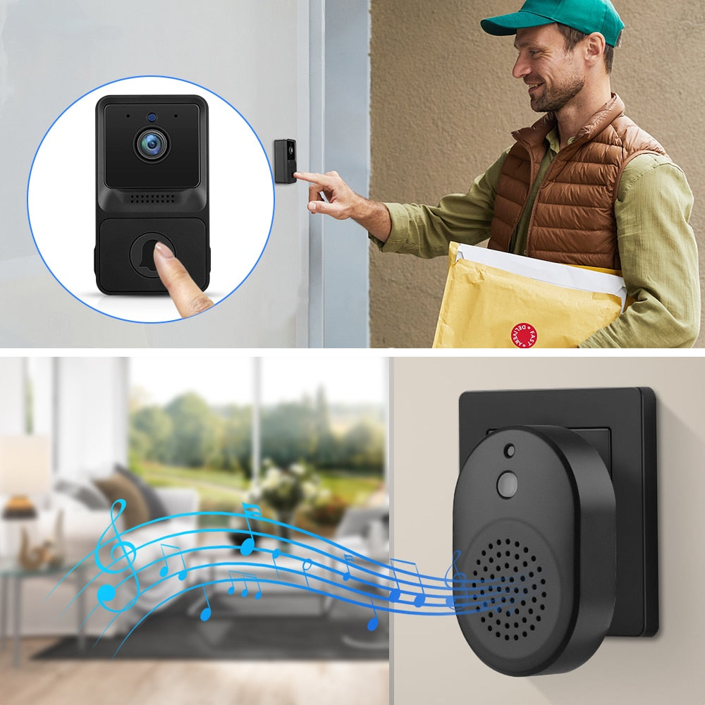 Elecpow Mini Wireless WiFi Video Doorbell Camera Smart Home Door Bell Kits with Cloud Storage Night Vision Home Security Camera