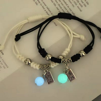 2023 Luminous Cat Star Moon Bracelet Couple Charm Handmade Adjustable Rope Matching Friend Bracelet Infinite Love Jewelry Gifts