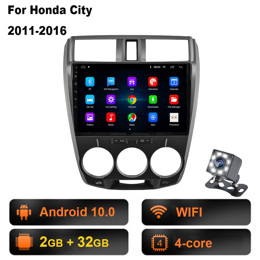 Android 2 Din Car Radio multimedia video player For Honda City 2008 2009 2010 2011 2012 2013 2014 navigation GPS audio 2din dvd