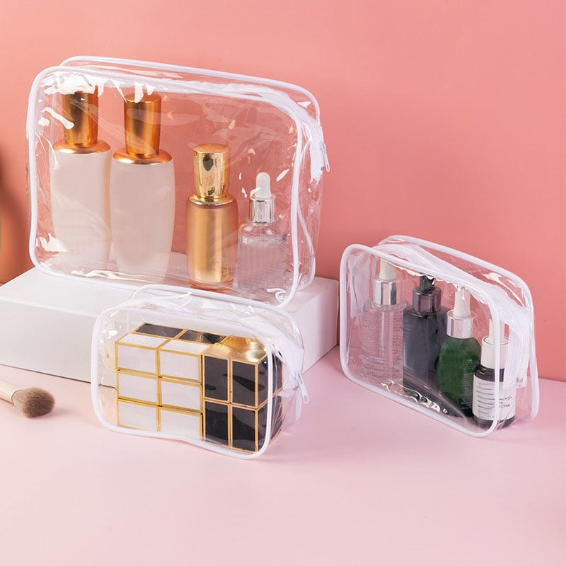 Transparent Cosmetic Bag PVC Women Zipper Clear Makeup Bags Beauty Case Travel Make Up Organizer Storage Bath Toiletry Wash Bag