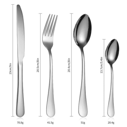 24 Piece Silverware Flatware Cutlery Set, Stainless Steel Utensils  , Include Knife Fork Spoon, Mirror Polished,  dinnerware set