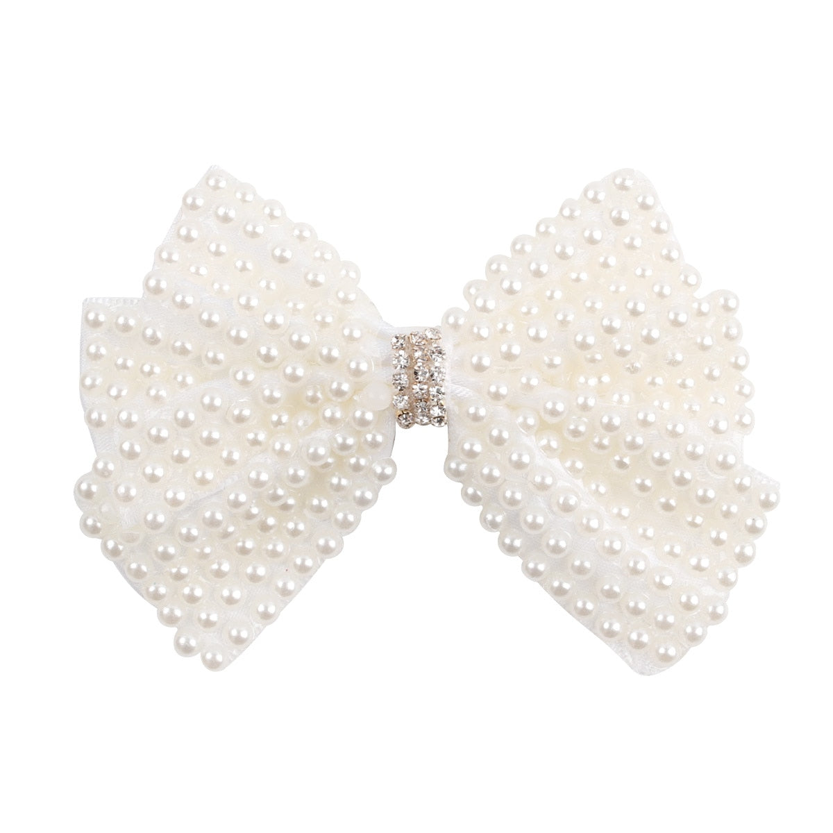 White Pearl Hair Bows With Hair Clips For Girls Kids Boutique Layers Bling Rhinestone Center Bows Hairpins Hair Accessories