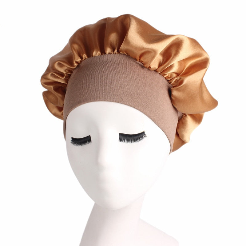 Unisex Head Wrap Elastic Band Cap For Brimmed Night Hat Bath Cap Extra Large Satin Silky Bonnet Sleep with Premium Elastic Band