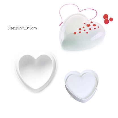 Heart Shaped Silicone Mold Cake Mousse Baking Forms Tray Silicon Soap Candle Making Moulds Kitchen Bakeware Tool