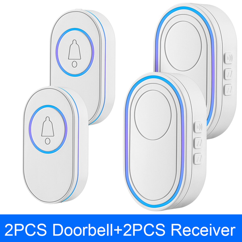 Camluxy Wireless Doorbell 39 Music LED Flash Security Alarm Outdoor IP65 Waterproof Smart Home Intelligent Door Bell Chime Kit