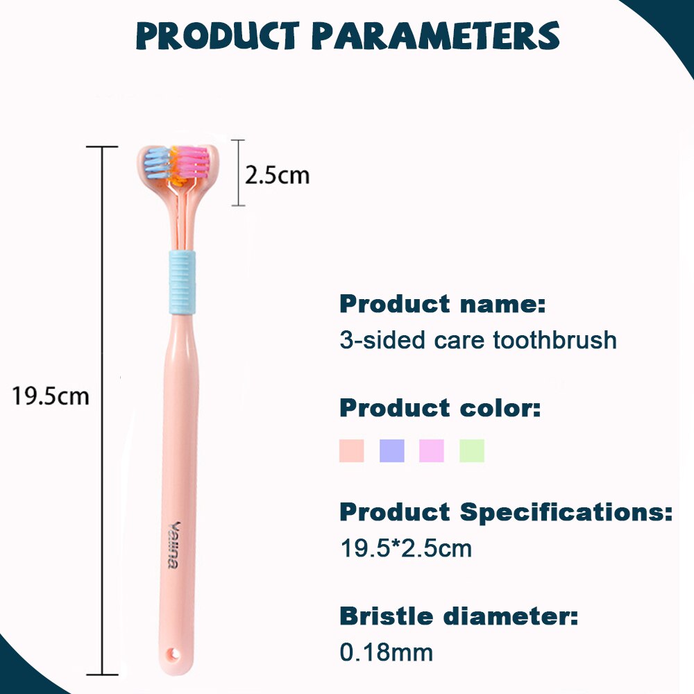 3D Stereo Three-Sided Toothbrush PBT Ultra Fine Soft Hair Adult Toothbrushes Tongue Scraper Deep Cleaning Oral Care Teeth Brush