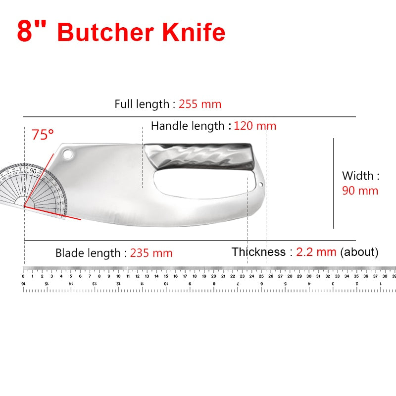 Stainless Steel Cleaver Chopping Kitchen Knife Chef Butcher Knives Meat Fruit Boning Fishing Hunting Camping Cooking Tools