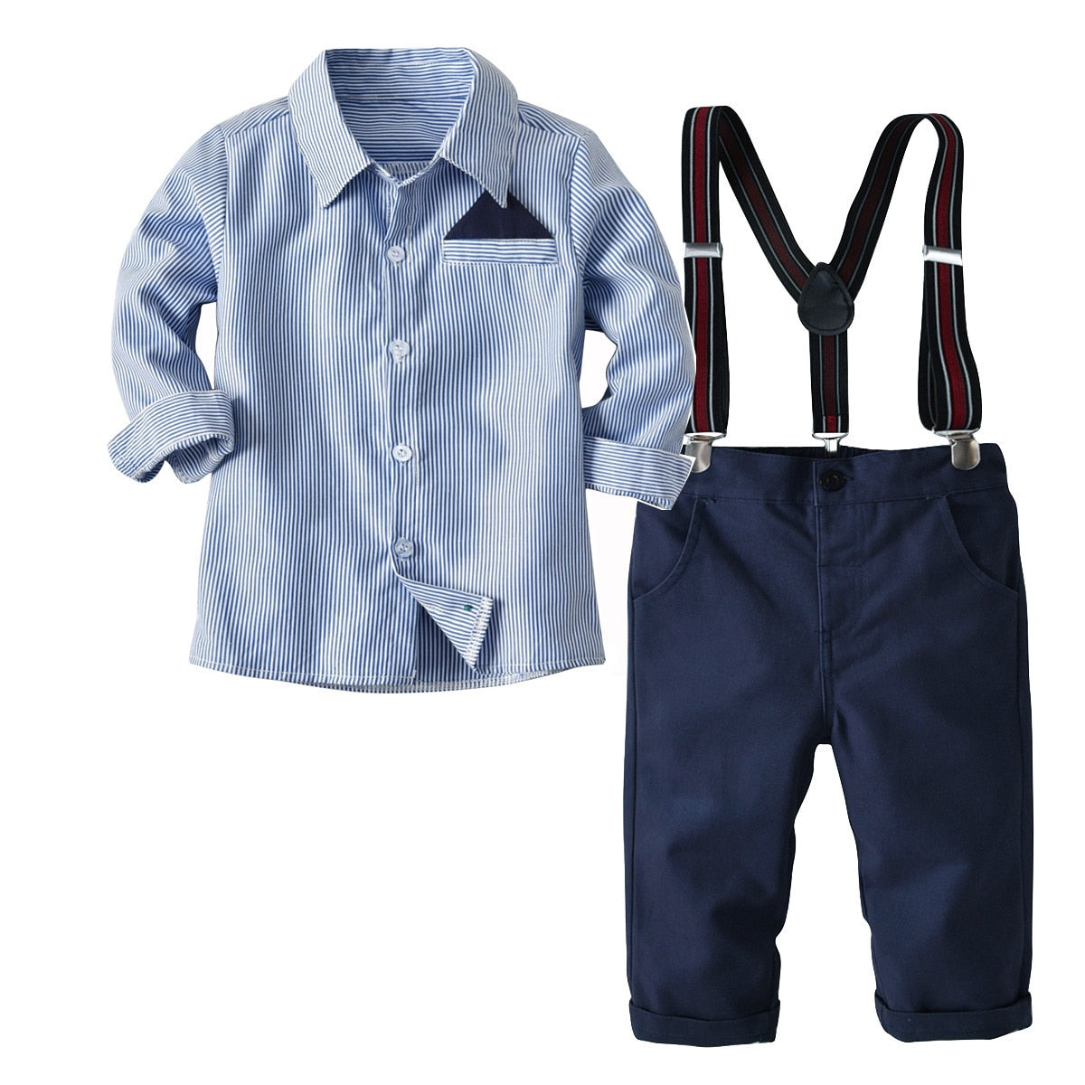 Baby Boy Clothes Birthday Party Baby Costume Boys Gentleman Tie Blue Shirt Vest Pants Autumn Toddler Baby Clothing Set Outfits