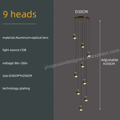 Nordic Minimalist Staircase Lighting Chandelier Living Room Suspended Ceiling Lamp Loft Lighting Circular Staircase Chandelier