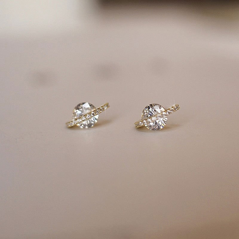 925 Silver Needle Simple Shiny Zircon Earrings Gold Plating Jewelry Crystal Stud Earrings Women