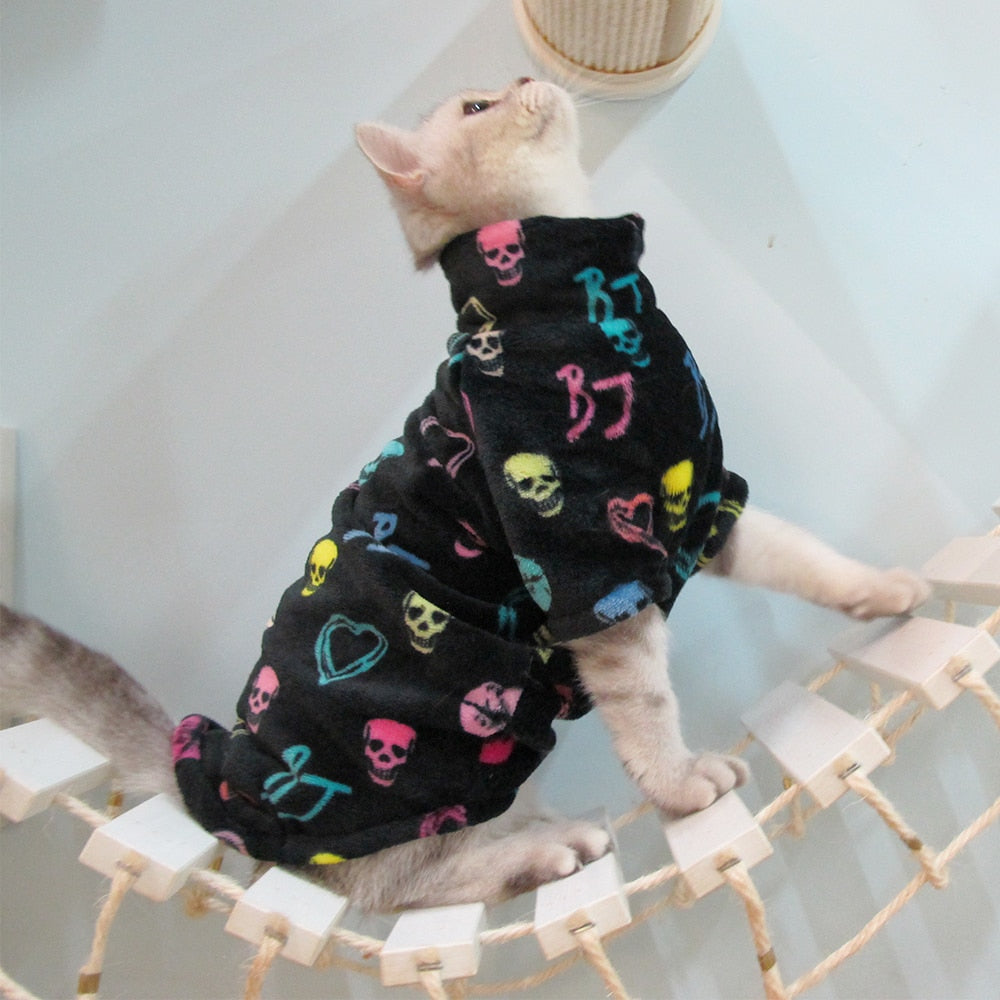 2022 New Hairless Cat Sweater Winter Fashion Thickening Warm Sphynx Clothes Home Comfortable Winter Dog Clothes for Small Dogs