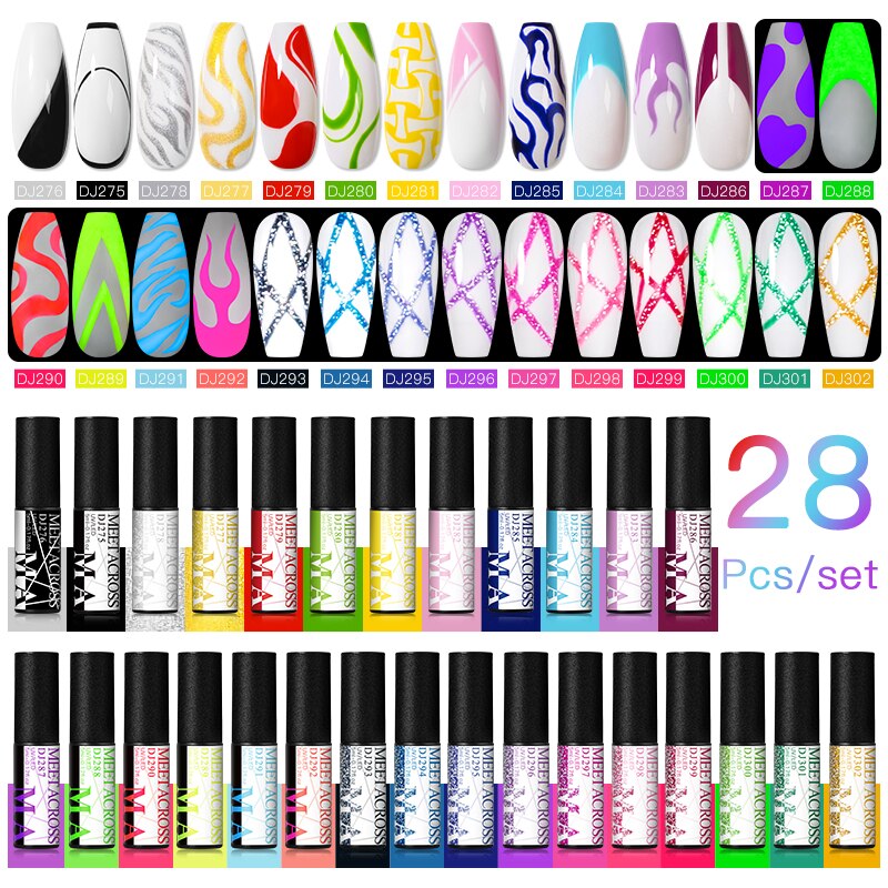 MEET ACROSS 6/12Pcs Nail Liner Gel Set Line Polish Gel Kit Nail Art Design For UV Paint Nail Drawing Polish DIY Painting Varnish