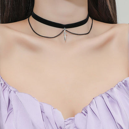 Korean Fashion Velvet Choker Necklace for Women Vintage Sexy Lace Necklace with Pendants Gothic Girl Neck Jewelry Accessories