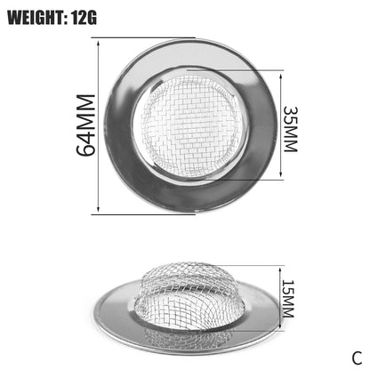 1PCS Kitchen Sink Filter Stainless Steel Mesh Sink Strainer Filter Bathroom Sink Strainer Drain Hole Filter Trap Waste Screen