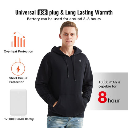 2022 Outdoor Electric USB Heating Sweaters Hoodies Men Winter Warm Heated Clothes Charging Heat Jacket Sportswear