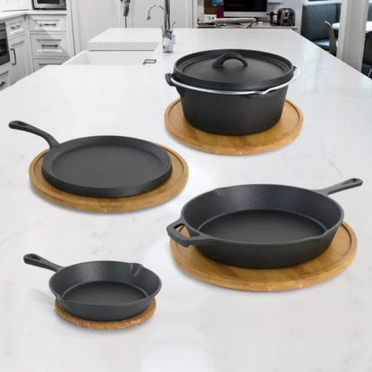 MegaChef Pre-Seasoned Cast Iron 5-Piece Kitchen Cookware Set, Pots and Pans cooking pots set