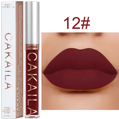 Sexy Long Lasting Velvet Matte Lip Gloss Liquid Lipstick Lip Makeup Women Beauty Red Nonstick Cup Waterproof Lip Gloss YZL2