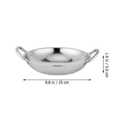 Stainless Steel Saucepan Chinese Wok Frying Pan with Double Handle Cookware for Hot Pot