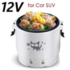 Car Mini Rice Cooker 12v 24V 220V Car Home Dual Use Self-driving Soup Porridge Portable Rice Cooker 24v Truck Smart Rice Cooker