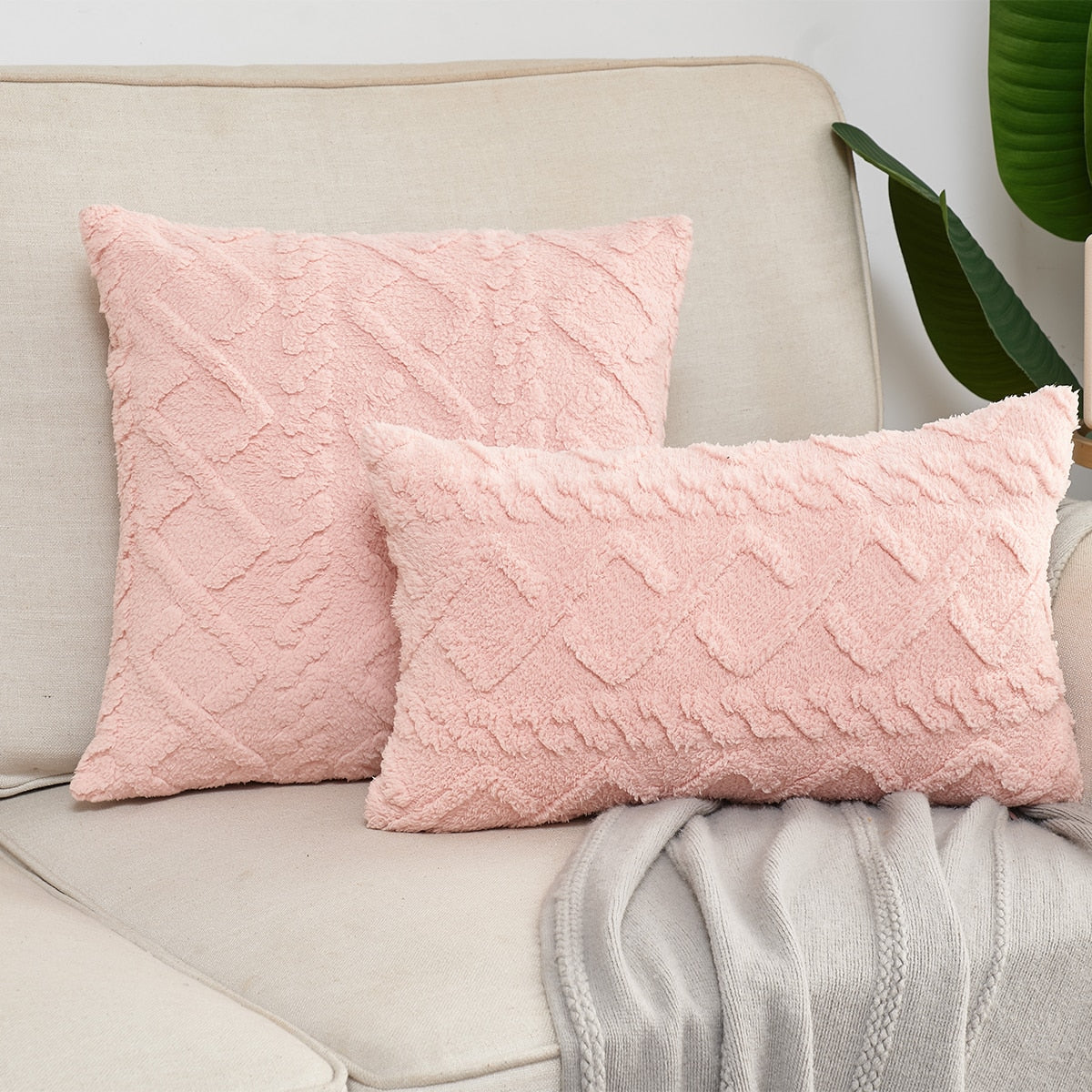 Pillowcase Decorative Home Pillows White Pink Retro Fluffy Soft Throw Pillowcover For Sofa Couch Cushion Cover 45x45 Pillow Hugs