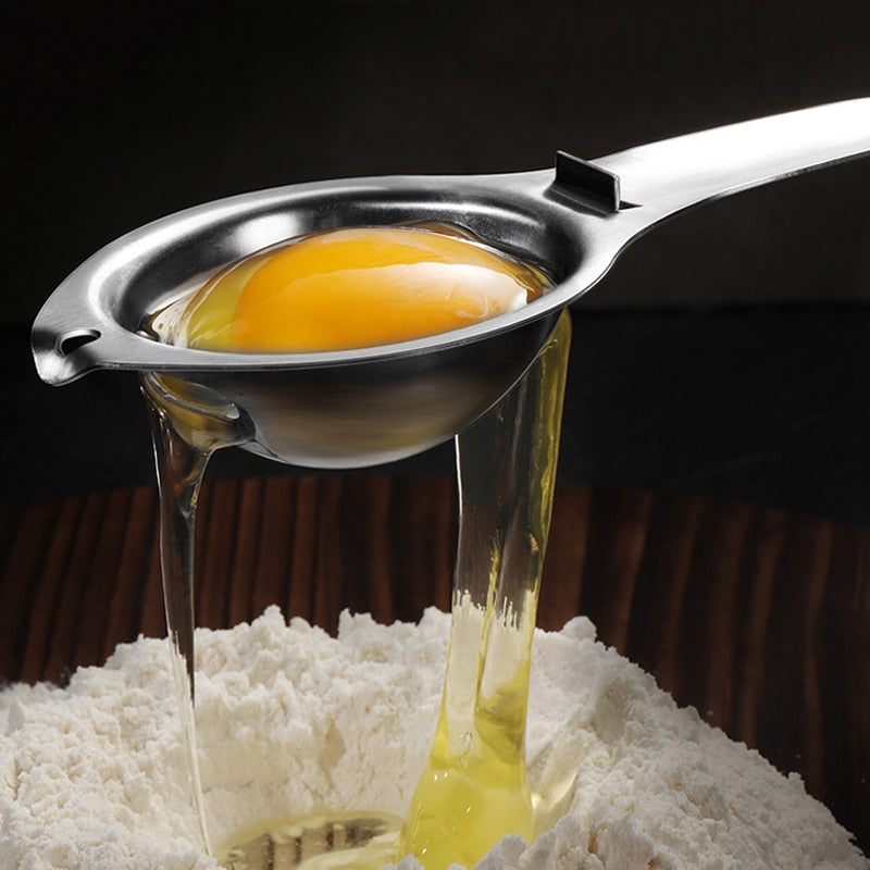 Egg Separator Long Handle Egg Yolk Separator Stainless Steel Egg Tools Yolk White Divider Filter for Cooking Kitchen Accessories