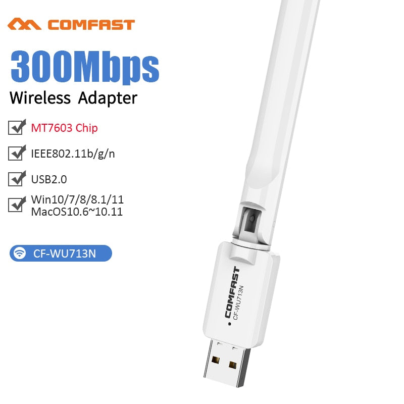 150Mbps MT7603U/RTL8188 Wireless Network Card USB WiFi Adapter LAN Wi-Fi Receiver Dongle Antenna 802.11b/g/n for PC Win7 8 10 11