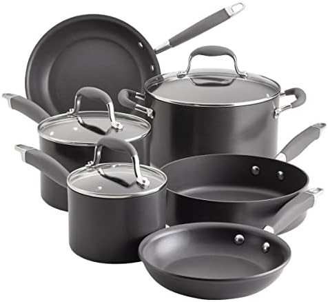 Hard Anodized Nonstick Cookware / Pots and Pans Set, 9 Piece - Gray