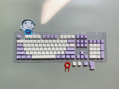 New 104 Pcs Mechanical Keyboard Keycaps Set OEM Backlit Two-Color ABS Purple White Key Cap for 61/87/104 Key Cherry MX Keycap