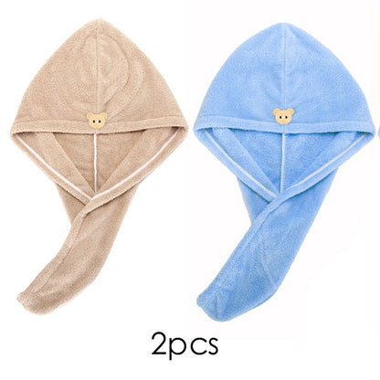 Quick-dry Hair Towel Women Hair Drying Hat Cap Hat Bath Hat Microfiber Solid Towel Cap Super Absorption Turban Hair Dry Cap