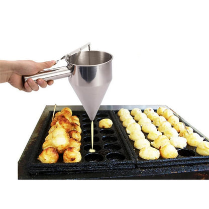 Batter Funnel Dispenser Baking Tools Octopus Balls Stainless Steel Cone Funnel Kitchen Tool for Baking Cupcakes Pancakes