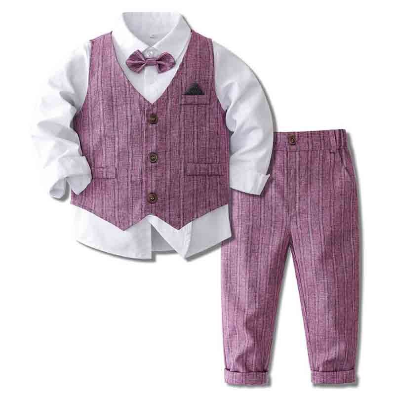 2022 Formal Kids Boy Gentleman Clothes Set Long Sleeve Shirt Waistcoat Trousers Boys Outfits Wedding Birthday Party Dress Suits