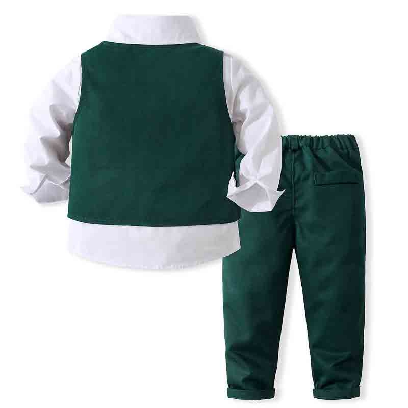 2022 Formal Kids Boy Gentleman Clothes Set Long Sleeve Shirt Waistcoat Trousers Boys Outfits Wedding Birthday Party Dress Suits