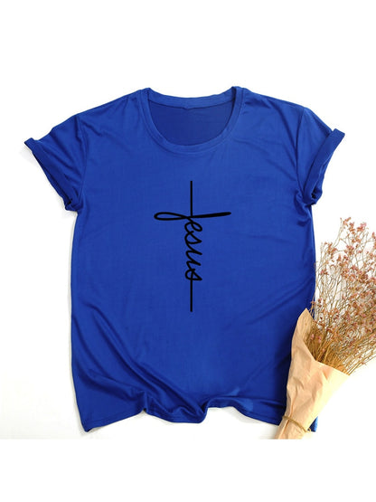 Faith Tshirt Cross Jesus Tees Tops Christian Shirt Women Fashion Tshirt Baptism Church Bride Esthetic Tumblr T Shirt