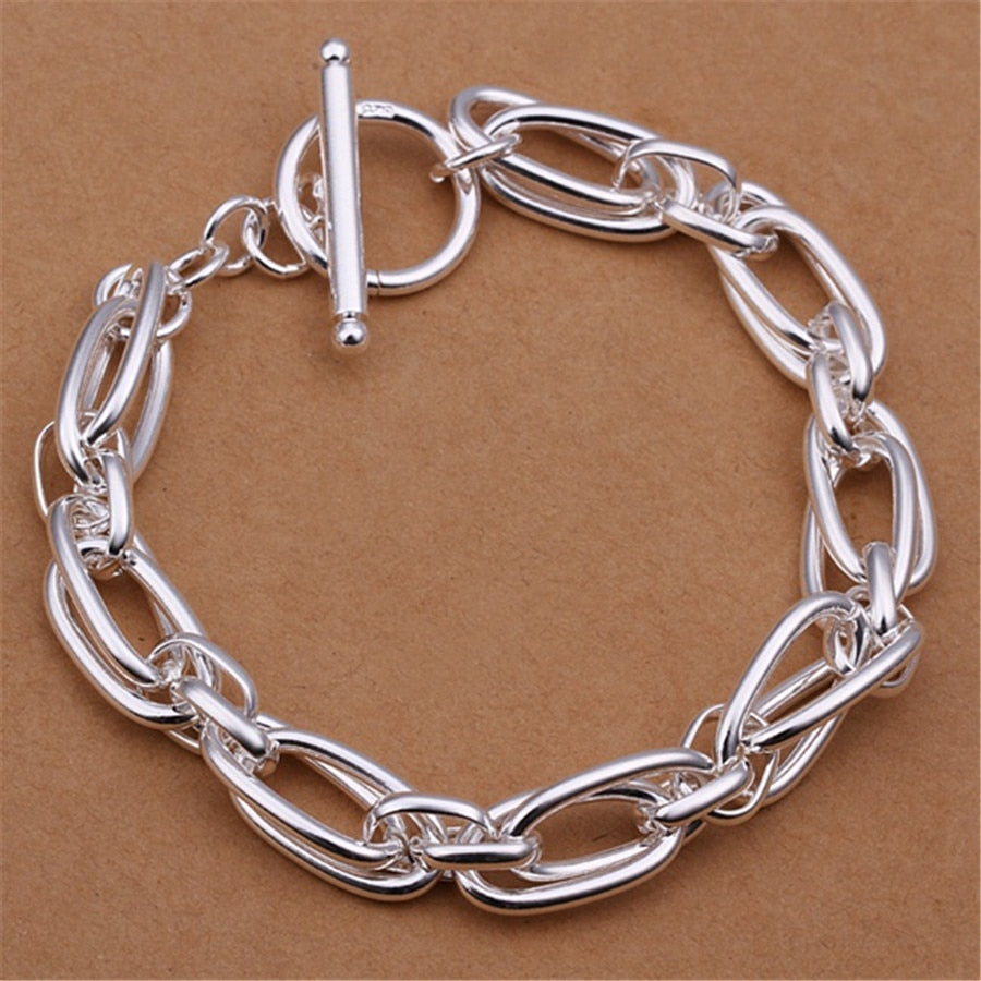 8 Inch 18K Gold Bracelet 5MM Sideways Chain Bracelet For Woman Men Fashion Wedding Engagement 925 Sterling Silver Jewelry Gifts