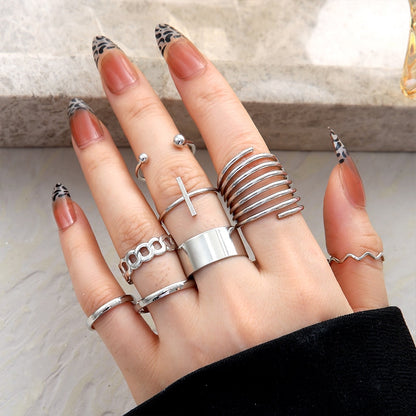 Vintage Hollow Heart Butterfly Rings Set For Women Metal Silver Color Geometric Spiral Shape Ring 22pcs Set 2023 Trendy Jewelry