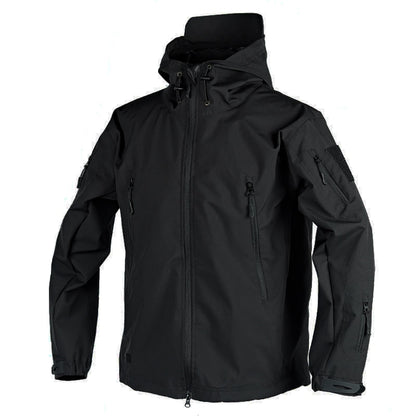Spring and Autumn Thin Shark Skin Jacket Men&#39;s Hooded Multi Pocket Zipper Tactical Coat Men Outdoor Special Forces Combat Jacket