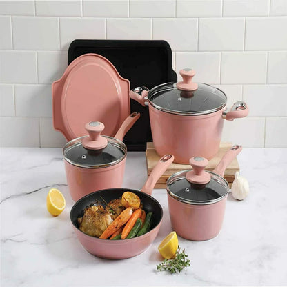 Cookware Set, 12-Piece, Dusty Rose