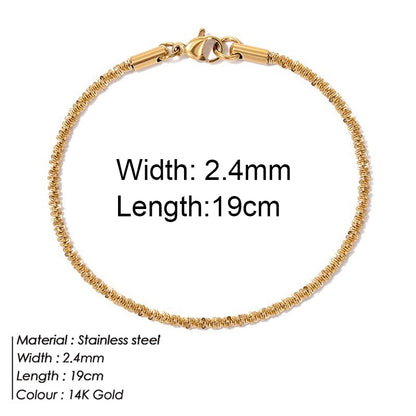 Gold Color Bracelet Stainless Steel Twist Cuban Chain Bracelet for Women Chain Bracelet Jewelry Gifts Wholesale Dropshipping