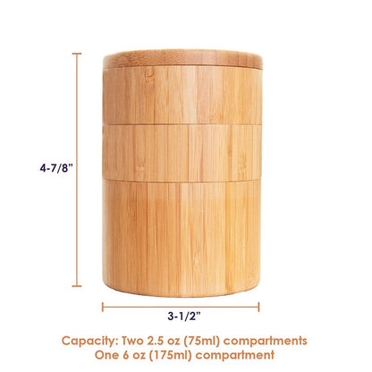 Bamboo Triple Salt Cellar with Magnetic Swivel Lids Kitchen Salt Pepper Storage Box Salt Jar Kichen Wood Salt Cellar Container