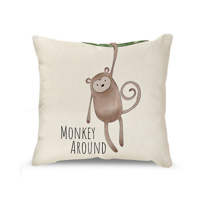 Cartoon Animal Linen Pillowcase Home Decor Throw Pillow Covers Cotton Throw Cushion Case for Sofa Couch