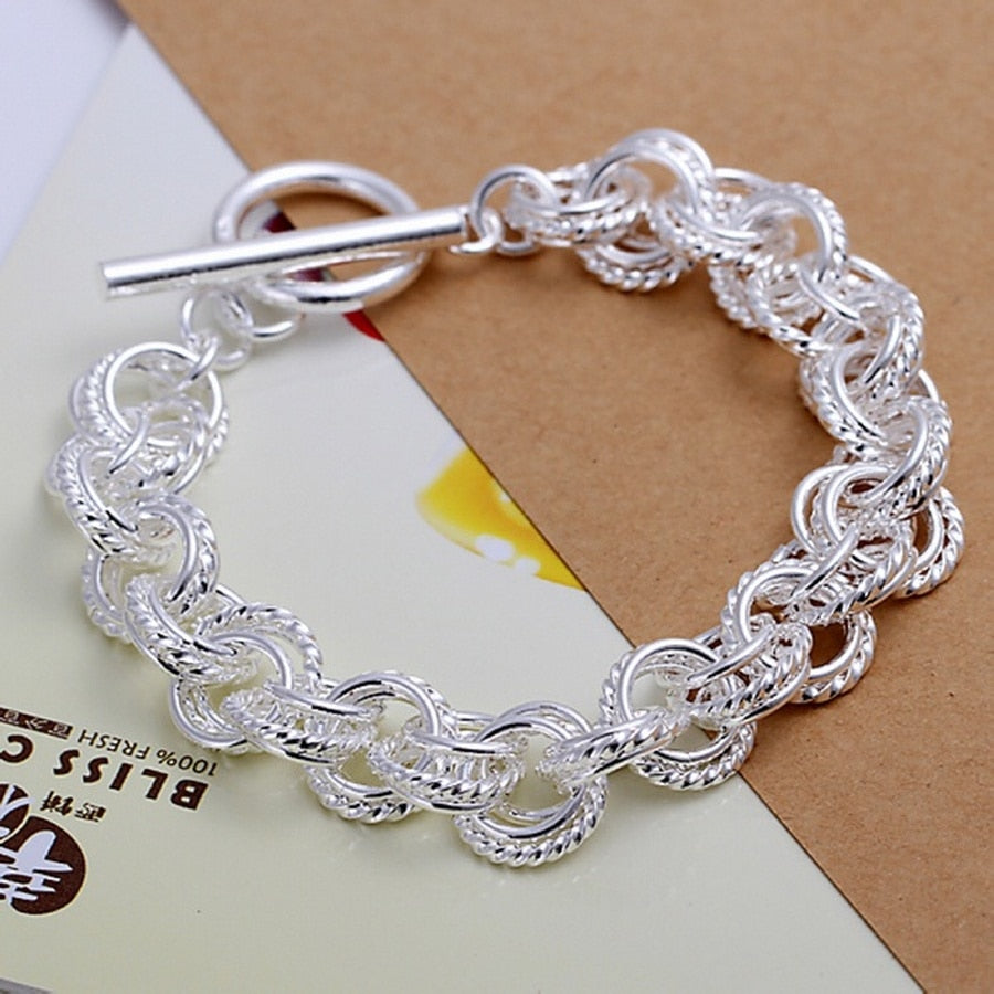 8 Inch 18K Gold Bracelet 5MM Sideways Chain Bracelet For Woman Men Fashion Wedding Engagement 925 Sterling Silver Jewelry Gifts